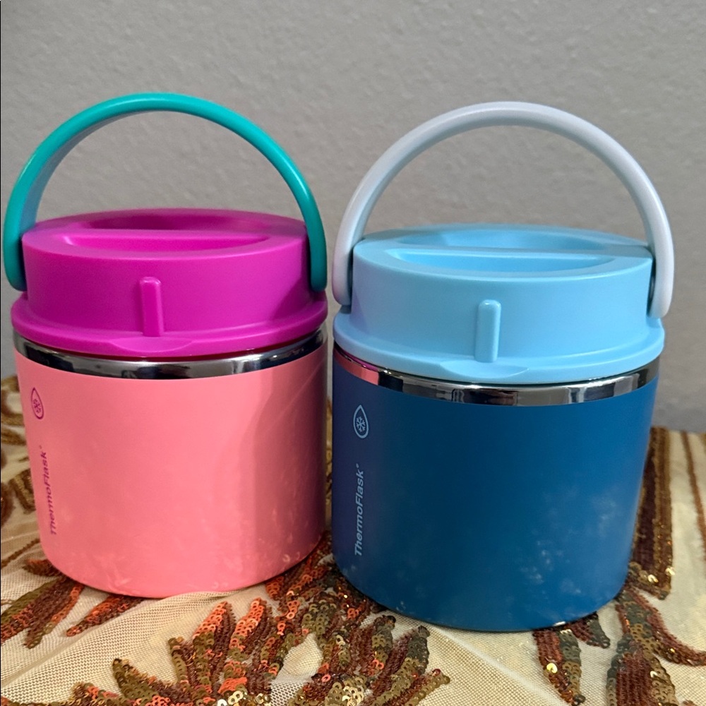 Stainless Steel Insulated Food Jars - Pink and Blue